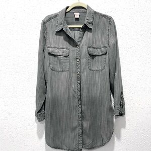 Chico's Charcoal Button-Up Blouse/TUNIC  L/12